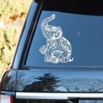 Shineweb Vinyl Decal Stickers Floral Elephant Car-Styling Vehicle Window Reflective Decals Sticker Wall Car Decoration – White