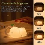 AMZSTAR Cute Elephant Night Light with Timer, Soft Silicone Sleep Light,Portable Rechargeable Table Lamp,Dimmable Touch Bedside Lamp,Creative Home Decor Desk lamp Mobile Phone Holder Xmas Gift