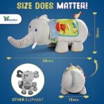 Bundaloo Large Plush Elephant Activity Toy | Colorful, Teething Ring, Rattles, Mirror | Perfect for Sensory Development | Snuggle Buddy for Babies