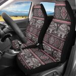 Pehede Vehicle Seat Cover Elephant Aztec Red Tribal Pattern Tradition Lotus Stylish Front Seat Covers Protectors for Cars SUV Truck Van 2Pcs
