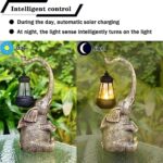 JHuiLap Elephant Solar Statue for Garden Decor, Solar Light Statue Garden Decor Figurines Outdoor Lawn Decor Garden Elephant Statue for Patio, Balcony and Yard (Copper)