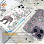 ENDIY iPhone 14 Pro Max Case Elephant Floral for Women Girls Girly Cute Designer Phone Case Clear with Design, Compatible with iPhone 14 Pro Max Case Transparent,Elephant Flowers