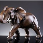NSMACC Rosewood Color Elephant Statue 11.5″ Office Home Decor Sculpture Wealth Lucky Figurine (type1)