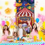 3x6ft Red Circus Carnival Banner Backdrop Carousel Tent Elephant Clown Door Cover Decor Child Boy 1st 2st Birthday Party Banner Baby Shower Photo Booth Indoor Outside Supplies