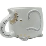 SethDeom White Ceramic Elephant 15oz Coffee Mug Cute Elephant Animal Themed cup (Elephant-L)