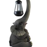 DWK “Lucy” Solar Baby Elephant Lantern | Front Porch Decorations for The Home | African Patio and Garden Sculptures | Yard Art | Statues and Figurines – 17″…