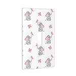Cute Elephant Single Toggle Light Switch Cover Decorative White Wall Plate for Kids Room kitchen Bathroom Standard Size 1 Gang 4.5″*2.76″