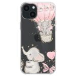 FancyCase for iPhone 15 Case (6.1inch)-Cute Elephant Design with Balloon Cartoon Animal Pattern Flexible TPU Protective Clear Case Compatible with iPhone 15 (Balloon Elephant)