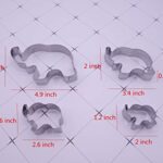 Elephant Cookie Cutter Set of 4 Counts Animal Biscuit Cutter Baby Shower Press Cookie Molds Stainless Steel Metal Fondant Cutter (Elephant Cookie Cutter)