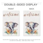 TopPacific 12x18in Elephant Welcome Fall Garden Flag Double Sided, Elephant Buffalo Plaid Check Yard Outside Decorations, Summer Farmhouse Outdoor Small Home Decor Double Sided 12 x 18(1307)