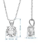 Jewelili Solitaire Necklace Pendant in 10K White Gold with Round Cut Cubic Zirconia and 18 inch Rope Chain