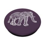 Plum Purple – Elephant Mandala Floral Flower Design PopSockets Swappable PopGrip