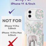 Kidcube for iPhone 11 Case for Women Flower, Cute Elephant Floral Girls Phone Cover Girly Flowers Design with Camera Cover and Invisible Stand, Unique Fashion Aesthetic TPU for Apple 11 Cases 6.1″