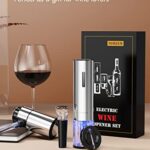Electric Wine Opener Set, Tomeem Wine Gift with Rechargeable Electric Wine Aerator, Vacuum Stoppers and Foil Cutter, 4-in-1 Electric Bottle Opener for Home Party Bar Outdoor