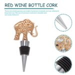 Cabilock Wine Stoppers Decorative Rhinestone Elephant Beverage Bottle Stoppers Funny Wine Champagne Toppers for Wedding Birthday Gifts