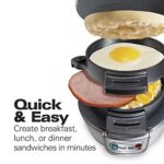 Hamilton Beach Breakfast Sandwich Maker with Egg Cooker Ring, Customize Ingredients, Perfect for English Muffins, Croissants, Mini Waffles, Dorm Room Essentials, Silver (25475A) Discontinued