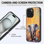 Losthll Compatible for iPhone 15 Case,Elephant with Flowers Watercolor Phone Case,Soft Liquid Silicone Rubber Shockproof Drop Protection Phone Cover for Men Women,6.1 Inch