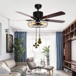 Ceiling Fan Pull Chain Set, 4 Pieces Bulb and Fan Pattern Pull Chain Extension Fan Pull Chain Pendant 12 Inch Ceiling Fan Chain Extender with Ball Fan Chains Connector (Antique Bronze)