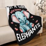 Elephant Blanket Gifts for Girls Kids,Just Girl Who Loves Elephants Throws,Soft Lightweight Plush Quilt for Bed Sofa Couch Room Decoration 50 “x 40” S for Child