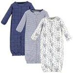 Touched by Nature Baby Organic Cotton Zipper Gowns, ELEPHANT, 0-6 Months