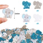 320 Pcs, Decoration Elephant Theme Table Party Confetti for Baby Shower Gender Reveal Party Supplies(Blue, Gray, White)