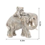 FriyGardcn Good Luck Silver Elephant Statue Home Décor Elephant Carries Two Calves on Its Back Figurines Décor for Shelf Good Gifts for Elephant Lovers Decoration for Living Room, Bedroom, Office