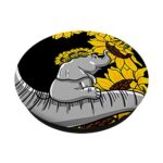 Sunflower Mother and Cub Elephant Tusker Animal Lover Gift PopSockets PopGrip: Swappable Grip for Phones & Tablets