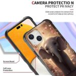 EFGWSDER for iPhone 15 Case,[Dual Layer][10 FT Military Grade Drop Protection] [Non-Slip] Heavy Duty Shockproof Case for iPhone 15 6.1″ 2023,Cute Elephant with Hearts