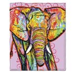 Dawhud Direct Colorful Elephant Fleece Blanket for Bed 50″ x 60″ Dean Russo Elephant Fleece Throw Blanket for Women, Men and Kids Super Soft Plush Elephant Blanket Throw Blanket for Elephant Lovers