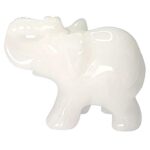White Jade Elephant Gemstone Figurines Hand Carved Pocket Statue Healing Crystals Good Luck for Home Decor 1.5 inches