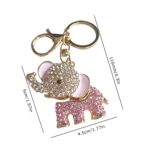 Cute Rhinestone Elephant Keychain for Purse Bag Handbag, Charm Crystal Key Chain Ring for Car Hanging Ornament, Sparkling Animal Keyring Pendant Jewelry Gift for Women (Pink)