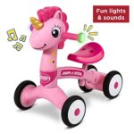 Radio Flyer Lil’ Racers: Sparkle The Unicorn Ride on Toy, for Ages 1-3,Pink