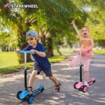 STARKWHEEL Kick Scooter for Toddlers 3 Wheel Scooter for Kids Ages 3-6 Boys & Girls Scooter, Mini Scooter for Children, Extra Wide Deck (Pink)