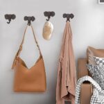 Sumnacon Cast Iron Coat Hook, 4PCS Wall-Mounted Coat Hook for Key Bag Towel Cup,Heavy Duty Towel Hook for Bathroom Kitchen Entrance Cloakroom,Elephant