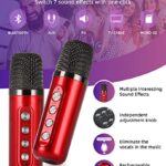 JIEFOCH Karaoke Machine for Adults and Kids, Portable Bluetooth Karaoke Speaker for TV, with 2 Wireless Microphones PA Speaker System for Indoor Outdoor Party, Family Party Singing (Red)