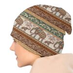 Lotus Elephants Beanie Hat Adult Skull Cap Warm Slouchy Knit Hat Headwear Gift for Men Women