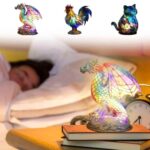 Chirsfairy Animal Table Lamp Series,Stained Glass Lamp,Colored Glass Desk Lamp,Animal Table Lamp Series, Stained Glass Animal Night Light,Creative Wild Animal Sculpture Night Light (Color : C)