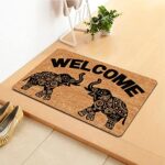 Funny Welcome Doormats for Front Door Welcome Bohemian Style Elephant Bohemian Doormat Personalized Monogram Kitchen Rugs and Mats With Anti-Slip Rubber Back Novelty Gift Mat(23.7 X 15.9 in)