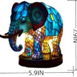 MSWLZZY Animal Table Lamp Series Horse/Unicorn/Dragon/Dolphin/Turtle Stained Glass Animal Table Lamp Series for Bedroom Animal Lovers Home Decoration,Animal Bedside Lamp with Night Light (Elephant)