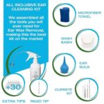 Ear Wax Removal Tool by Tilcare – Ear Irrigation Flushing System for Adults & Kids – Perfect Ear Cleaning Kit – Includes Basin, Syringe, Curette Kit, Towel and 30 Disposable Tips