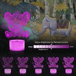 Ammonite Elephant 3D Lamp, LED Illusion Night Light Bedroom Decor Lights with Dimmable,Timer,Remote Control,16 Colors Desk Lamps,Birthday Christmas Gifts Toys for Kids Girls Boys