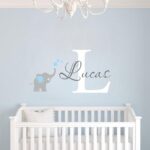 Custom Name with Elephant Wall Sticker Art Home Decal Personalized Name Vinyl Decor for Kids Boy Girl Baby Bedroom Nursery Decoration Design House Decoration YMX81 (Design 1)