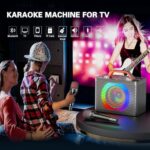 BONAOK Karaoke Machine for Adults Kids – Portable Bluetooth Speakers with 2 Wireless Microphones Subwoofer Tweeter for Outdoor Home Party Singing Player Supports TV/Mobile/Bluetooth/TF/AUX/USB(T18)