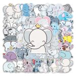 Elephant Waterproof Stickers for Kids,50pcs Pack Aesthetic Sticker for Water Bottles Laptop iphone Notebooks Computer Skateboard Bicycle Helmet Cute VSCO Decal Gift for Boys Girls Kids Teens Adults (Elephant)