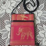 BTP Hmong Bag Hill Tribal Elephant Mini Crossbody Single Shoulder Bag Cellphone Case Passport Holder & Travel Pouch (Pink CP2)