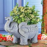 Collections Etc Hand-Painted Indoor/Outdoor Resin Elephant Planter