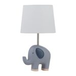 Maxax Kids Table Lamp, Blue Grey Elephant Child Bedside Desk Lamp, Baby Lamp for Nursery Boys Room, 16.5 Inch