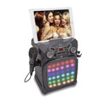 Starion KS350-B Portable Bluetooth Karaoke Machine l Built-in Speaker l Tablet Holder l Rechargeable Battery l USB Port for MP3 Record & Playback l Built-in Bluetooth Receiver l Light Show