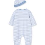 Little Me Baby Boys’ 2-Piece Striped Elephants Footie and Cap Set, 3 Months