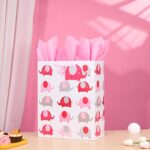 SUNCOLOR 16″ Extra Large Gift Bag for Baby Shower With Tissue Paper(Elephant)